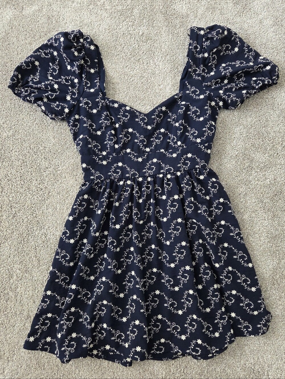 Blue Rain Navy Mini Dress with White Floral Print